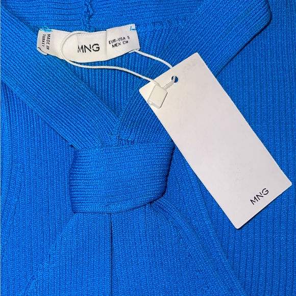 Mango Turquoise Ribbed High Twist Neck - Picture 2 of 4